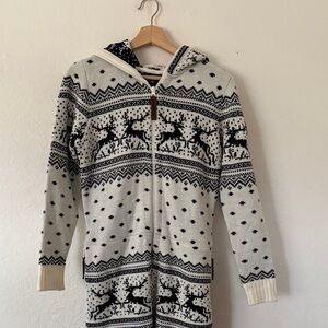 Onepiece Black and White Zip-Up Reindeer Jumpsuit Sz XXS